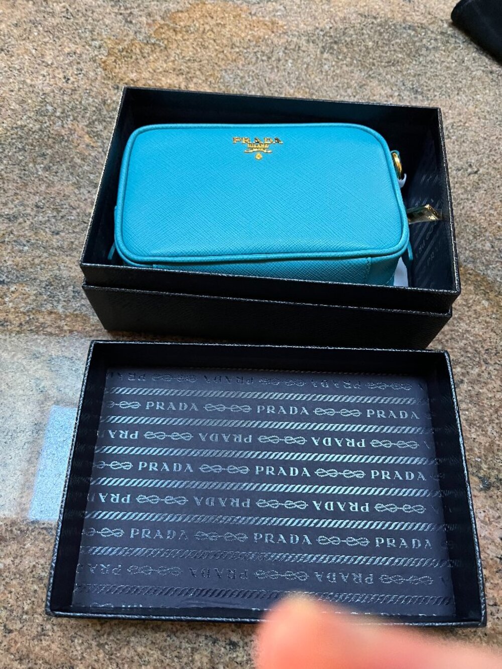 Prada Saffiano Leather Turquoise Mini Shoulder Bag